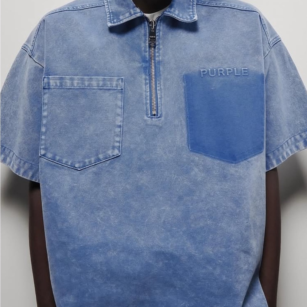 Purple Men's Casual Blue Denim Shirt